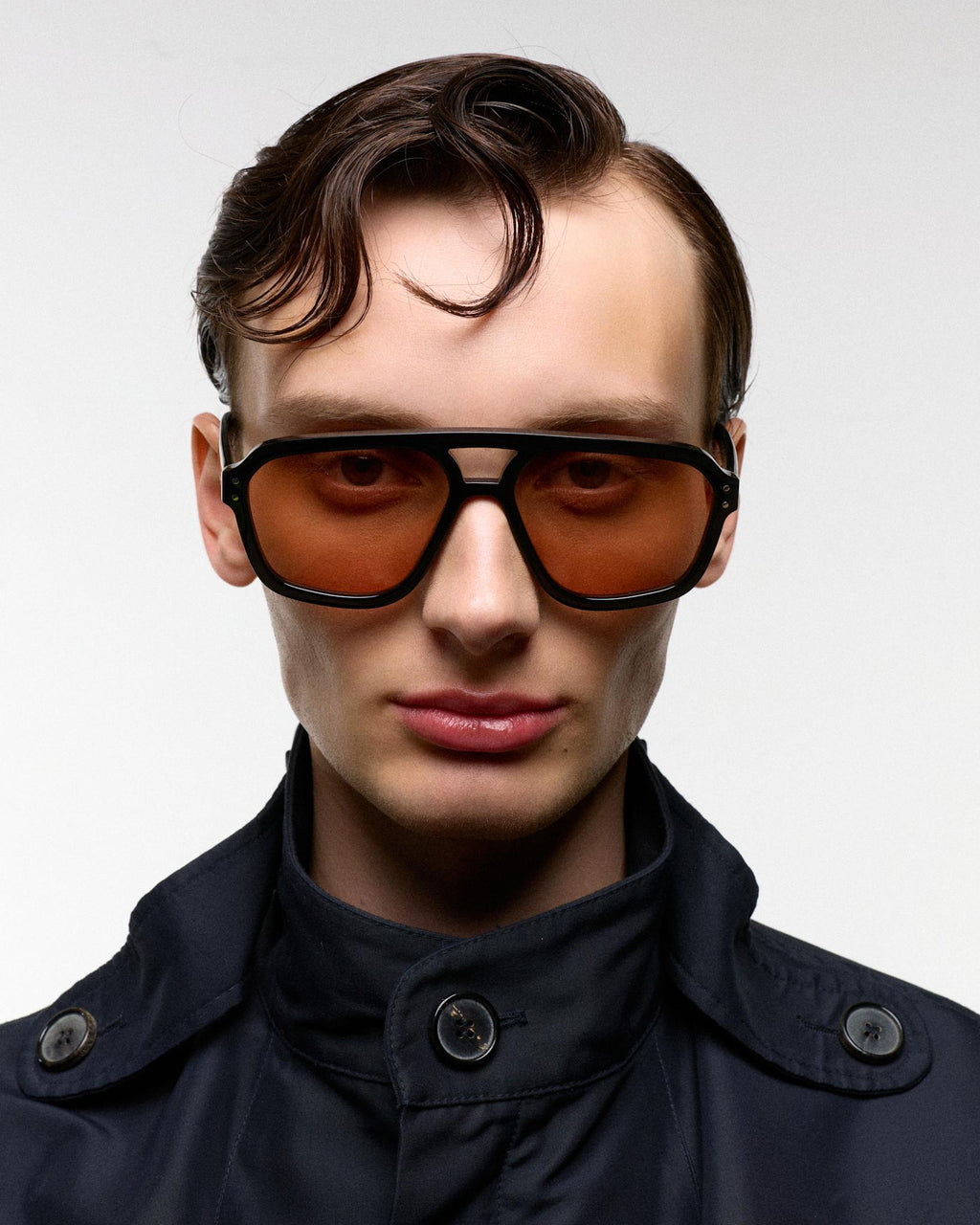 Jet Black - orange solid lens