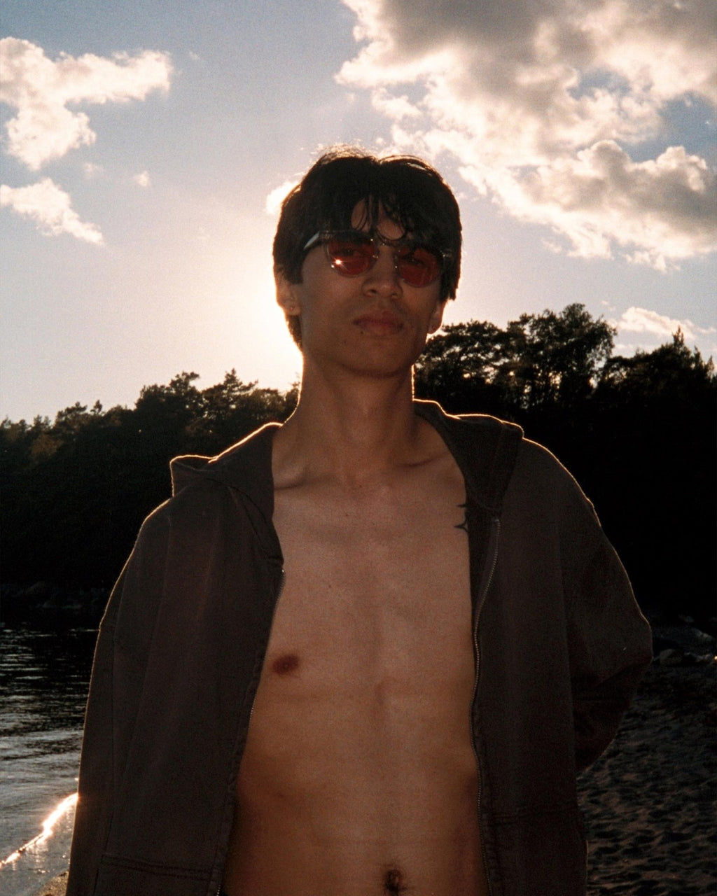Forest Grey - orange solid lens