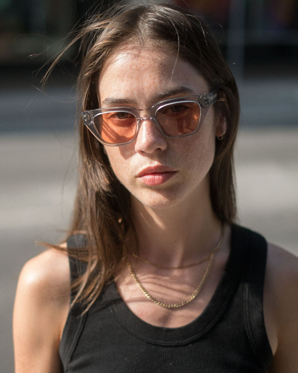 Memphis Grey - orange solid lens